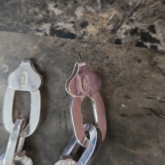 Italian sterling silver large link bracelet and necklace set - Picture 4 of 4